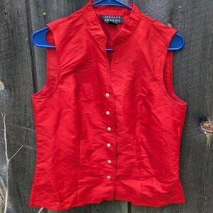 Vintage 100% Silk Sleeveless Button-Up
